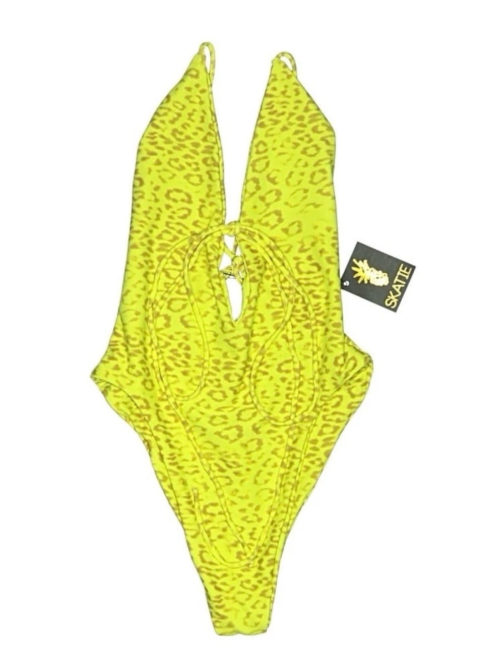 NWT Skatie Neon Lime Leopard-Print One-Piece Swimsuit XS